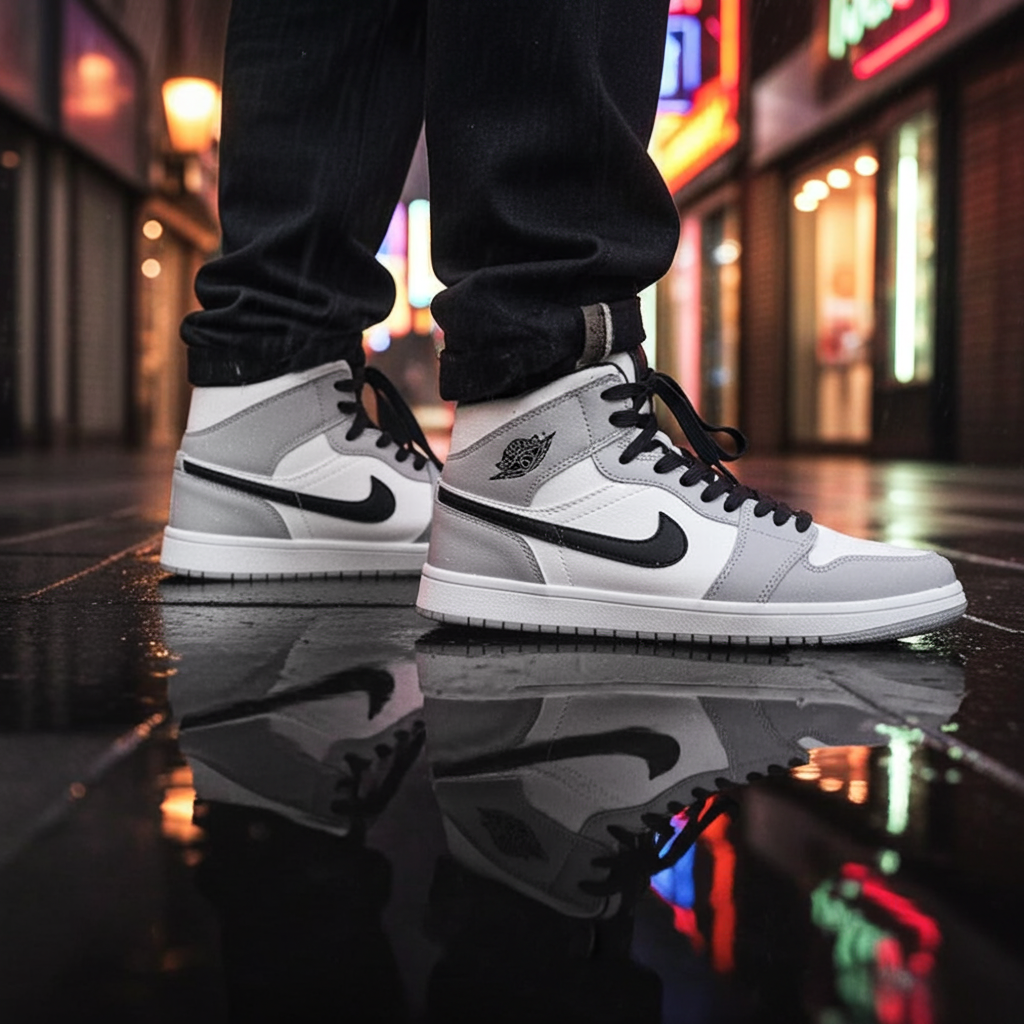 Air Jordan 1 Mid 'Light Smoke Grey' – White/Black/Grey