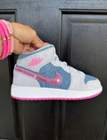 Air Jordan 1 Mid SE GS 'Denim Sequin' – Cobalt Bliss/Pink Glow