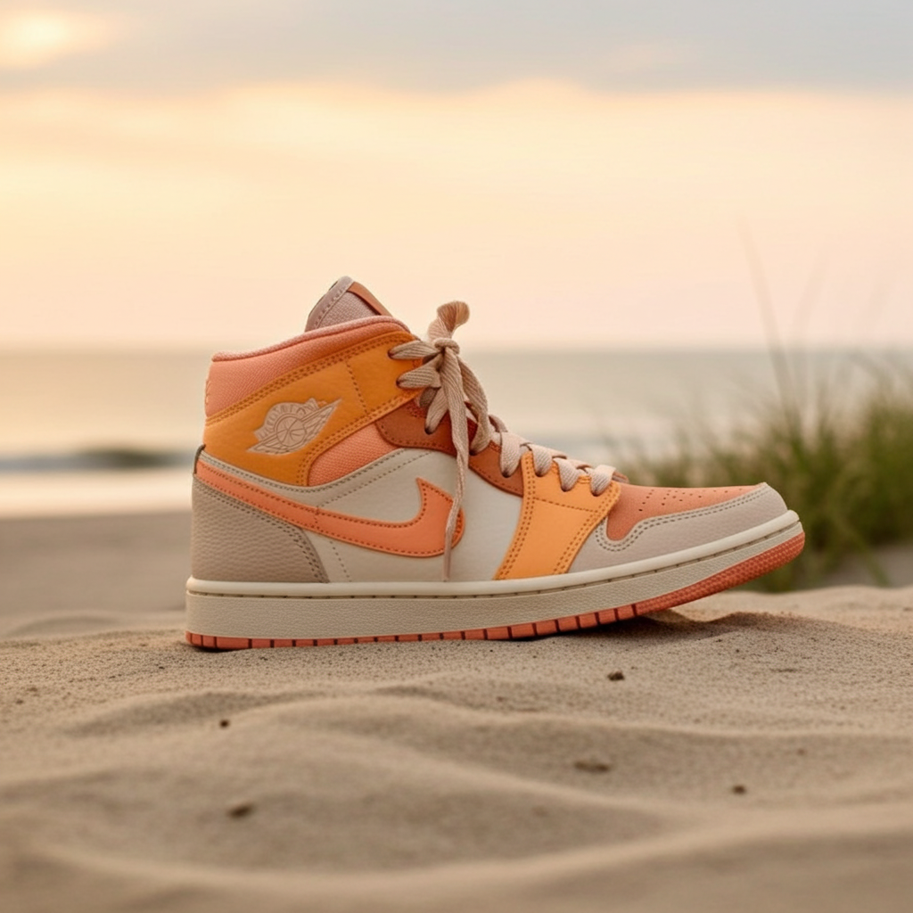 Air Jordan 1 Mid SE Women's 'Apricot Orange' – Suede/Leather Pastel