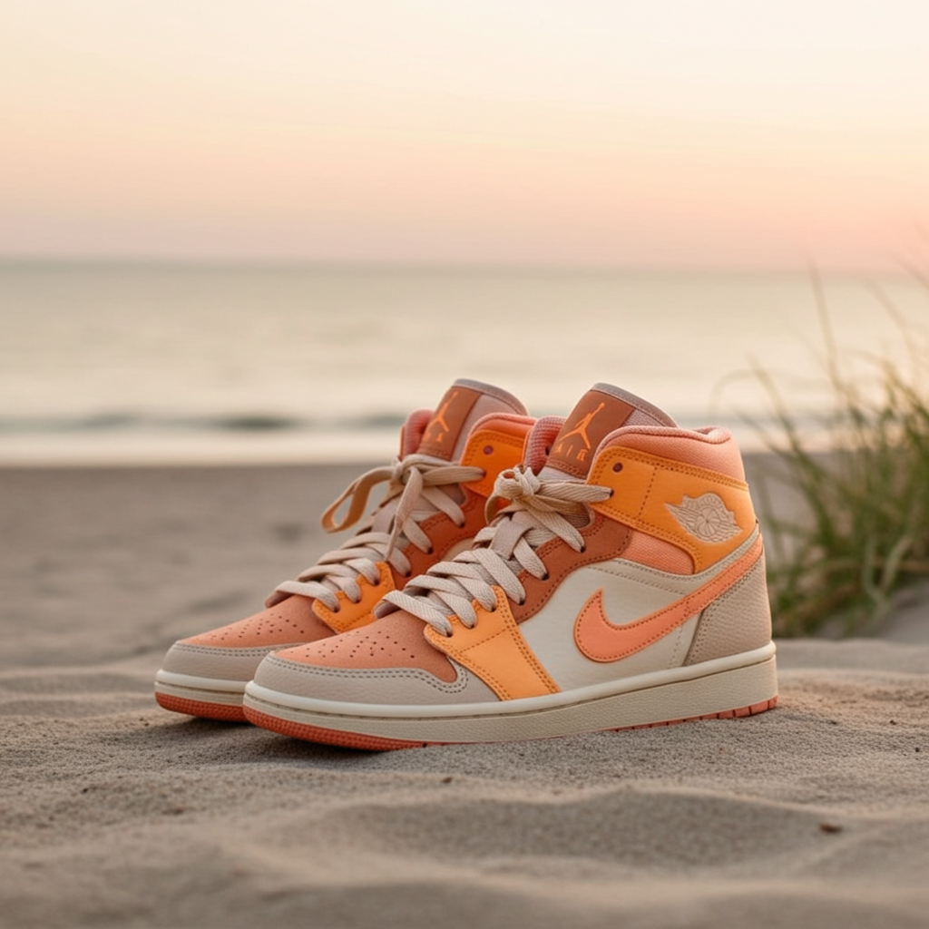 Air Jordan 1 Mid SE Women's 'Apricot Orange' – Suede/Leather Pastel
