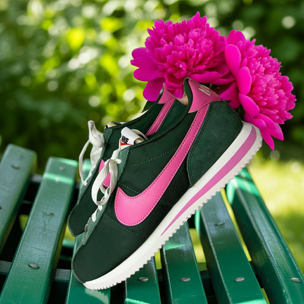 Nike Women's Cortez Textile – Fir Green/Pinksicle