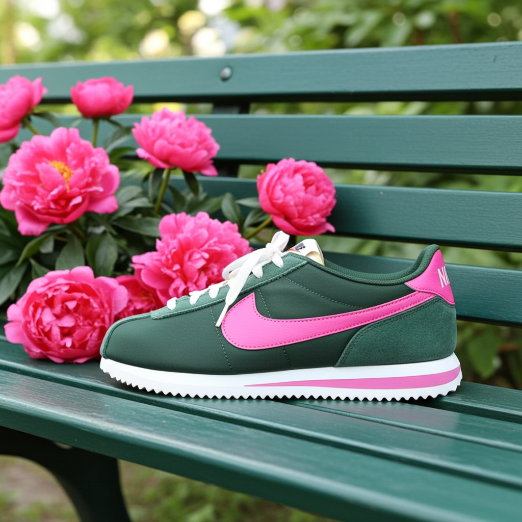 Nike Women's Cortez Textile – Fir Green/Pinksicle
