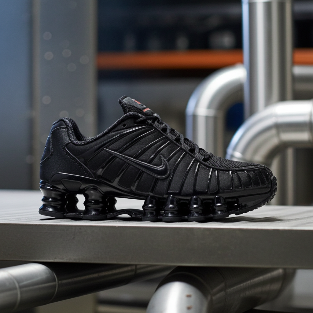 Nike Shox TL 'Triple Black' – Black/Metallic Hematite-Max Orange