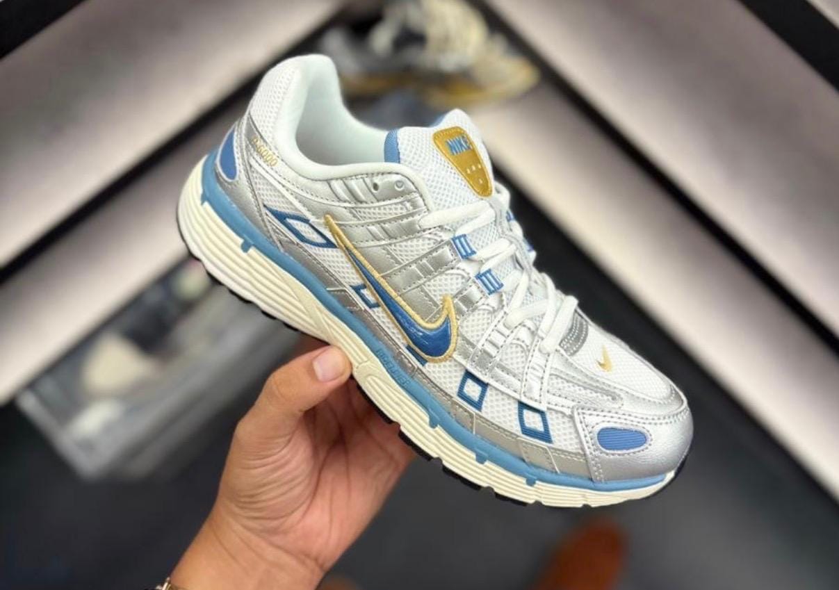 Nike P-6000 – White / Metallic Silver / University Blue / Gold