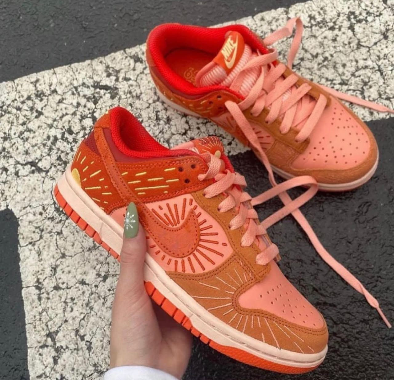 Nike Dunk Low — Custom Sunburst / Orange-Pink Artwork