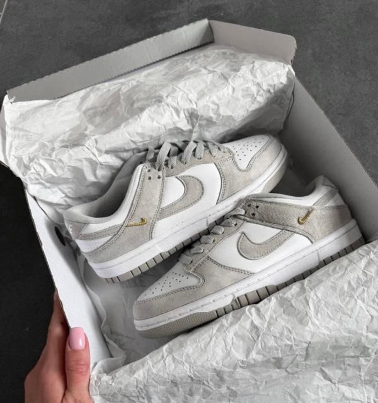 Nike Dunk Low LX – Light Bone / White (Gold Mini Swoosh)