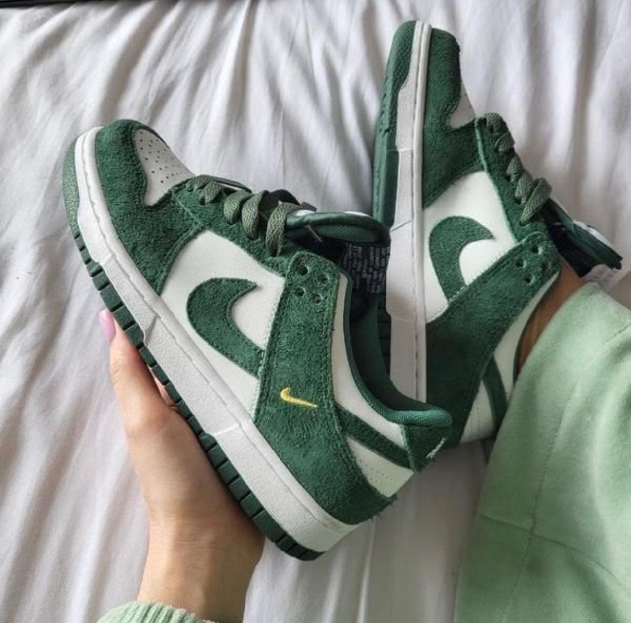 Nike Dunk Low Women’s – Gorge Green / Gold Mini Swoosh