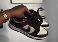 Nike Dunk Low — Black / White with Mini Gold Swoosh