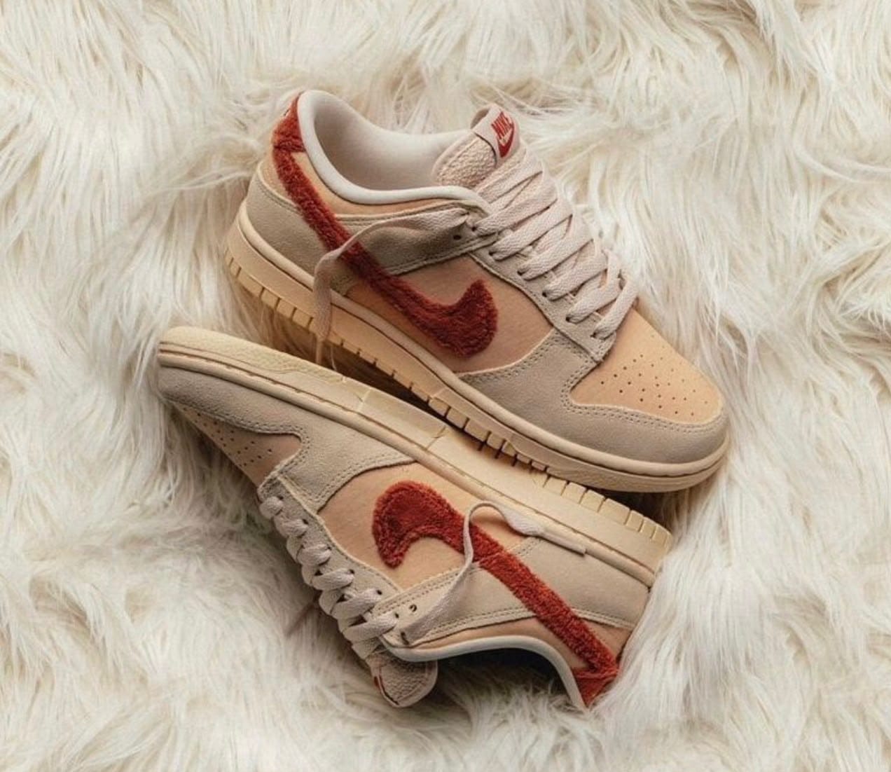 Nike Dunk Low — Cream / Red Chenille Swoosh