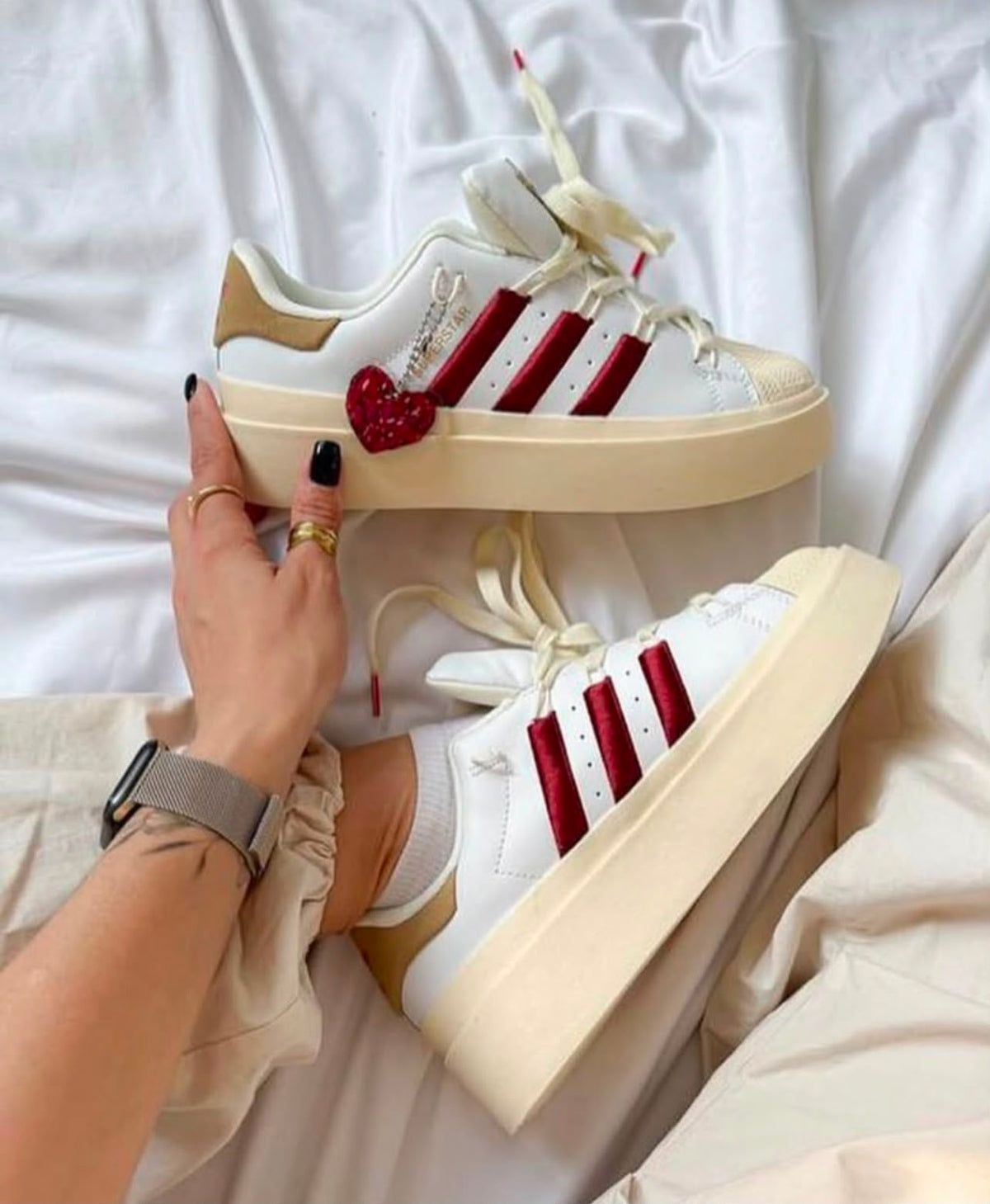 Adidas Superstar Bold – White / Red / Cream Platform