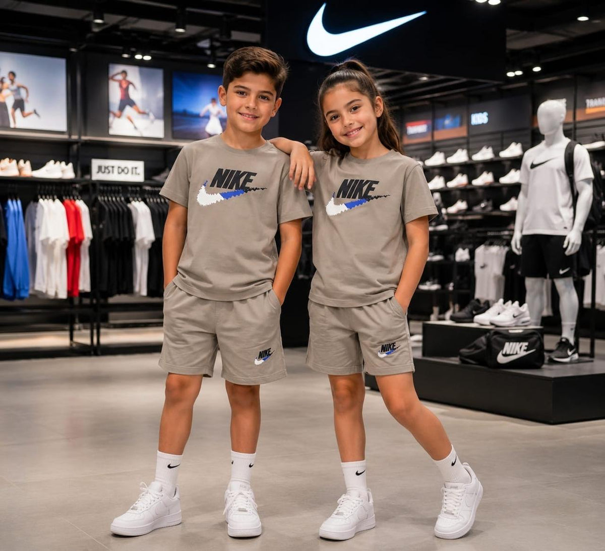 Nike Kids 'In The Zone' Relaxed Jersey 2-Piece Short Set – Smoke Grey