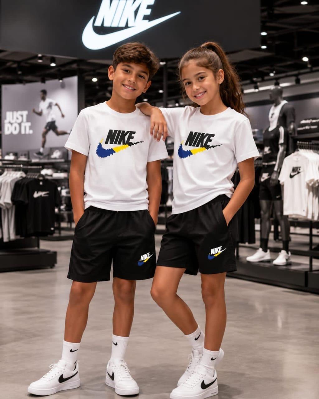 Nike Kids 'In The Zone' Relaxed Jersey 2-Piece Short Set – White/Black