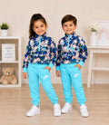 Nike Kids Sportswear 'Winter Bloom' Half-Zip Fleece Tracksuit Set – Aquamarine/Floral