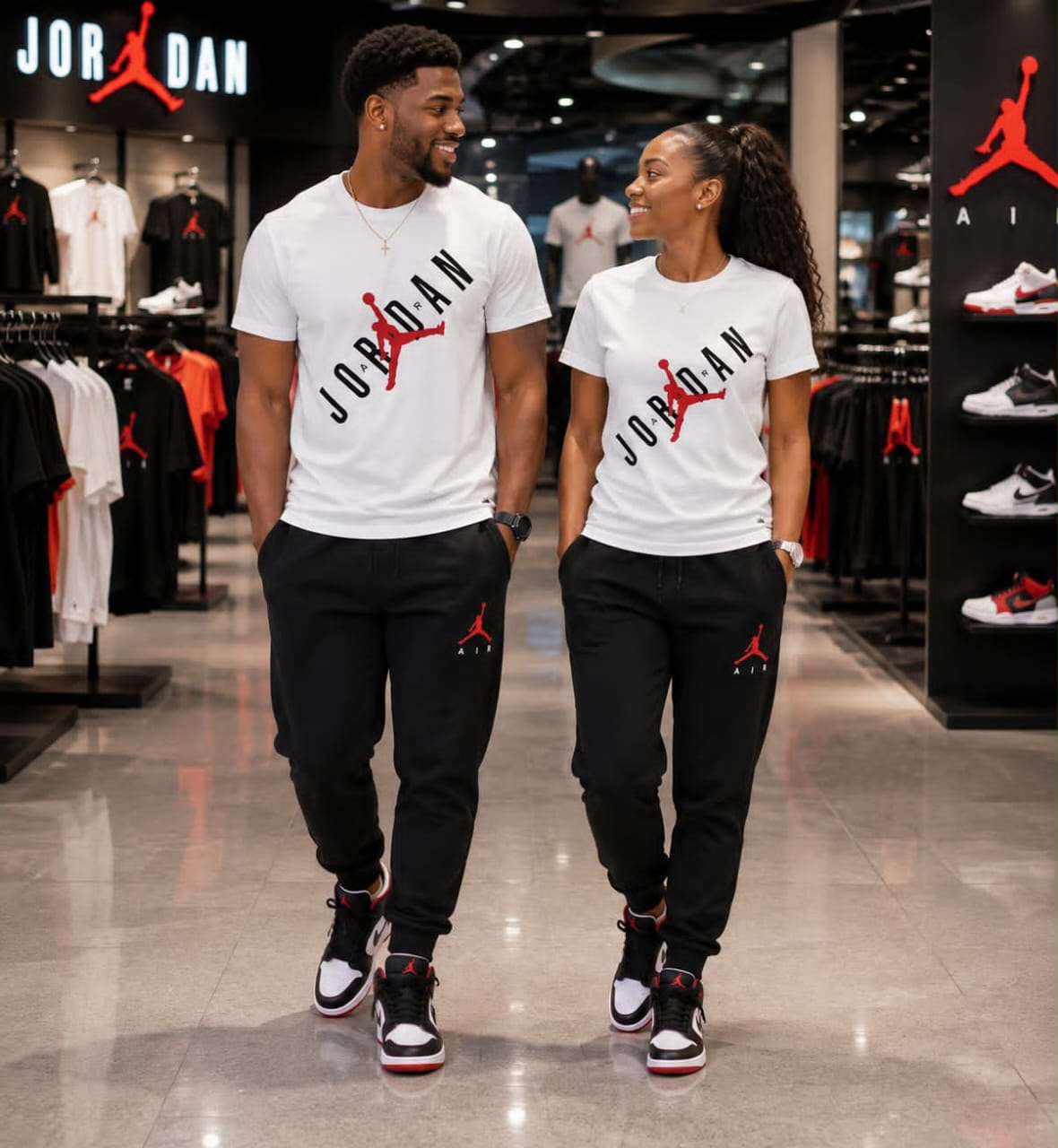 Nike Air Jordan 'Air Wordmark' 2-Piece Lifestyle Tracksuit Set – White/Black/Gym Red
