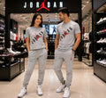 Nike Air Jordan 'Air Wordmark' 2-Piece Lifestyle Tracksuit Set – Carbon Heather/Gym Red