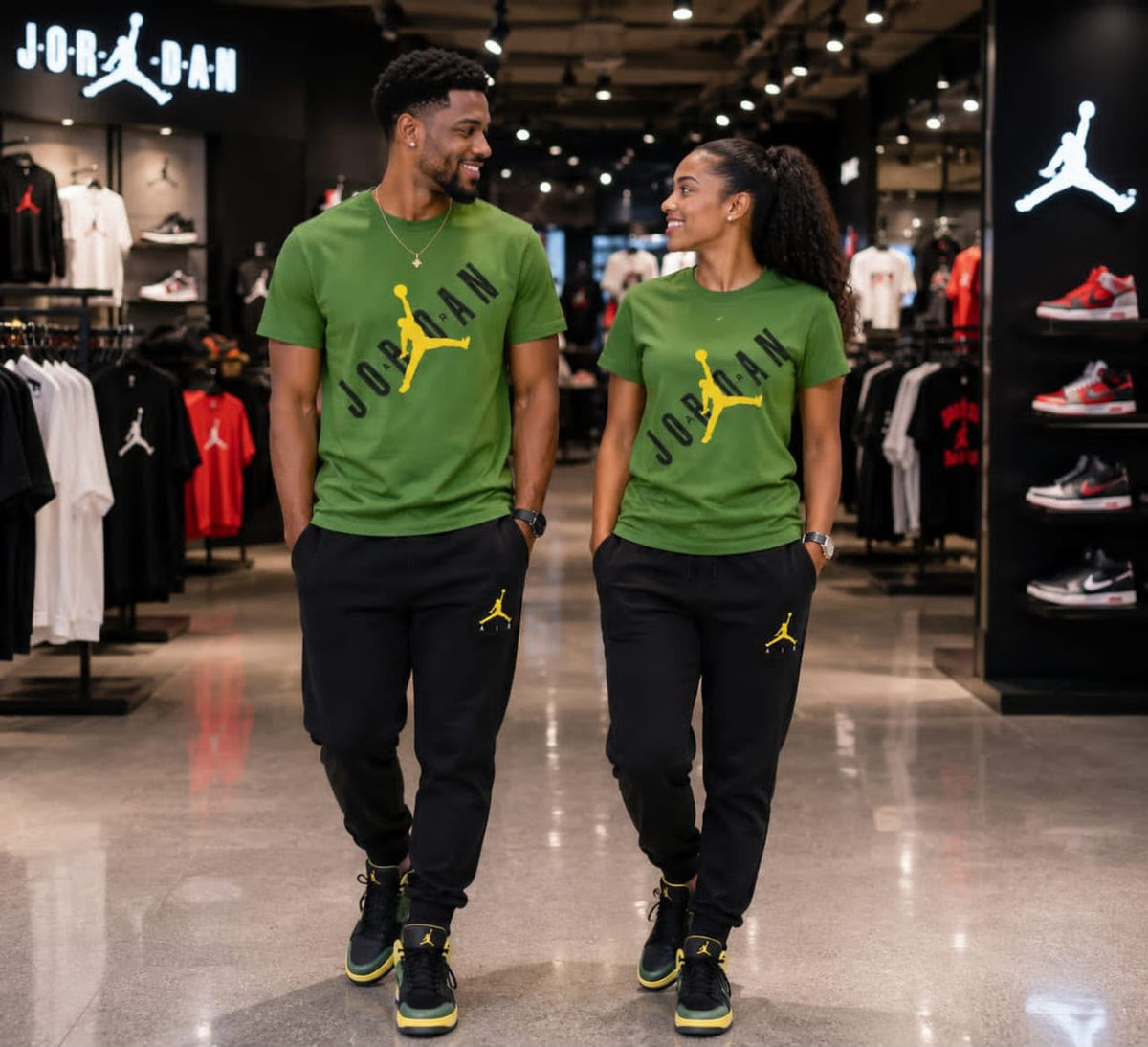 Nike Air Jordan 'Air Wordmark' 2-Piece Lifestyle Tracksuit Set – Cargo Khaki Green/Taxi Yellow