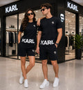 Karl Lagerfeld 'Ikonik' 2-Piece Luxury Active Shorts Set – Triple Black