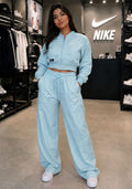 Nike Sportswear Women's Woven Tracksuit Set – Glacier Blue (Cropped Full-Zip Jacket & Wide-Leg Pants)