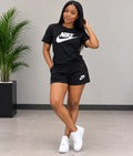 Nike Sportswear Essential Summer Set – Black Graphic T-Shirt & Shorts Combo
