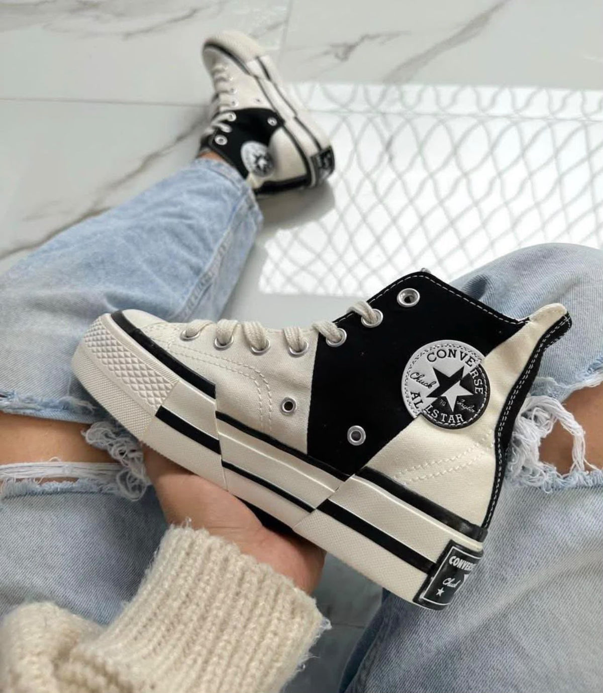 Converse Chuck 70 Plus High 'Black Egret' – Deconstructed Split Platform