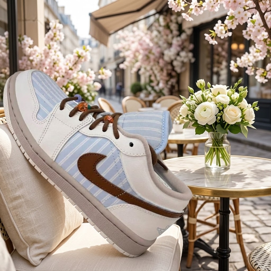 Air Jordan 1 Low Women's SE 'Pinstripe Pack' – Hydrogen Blue/Cream