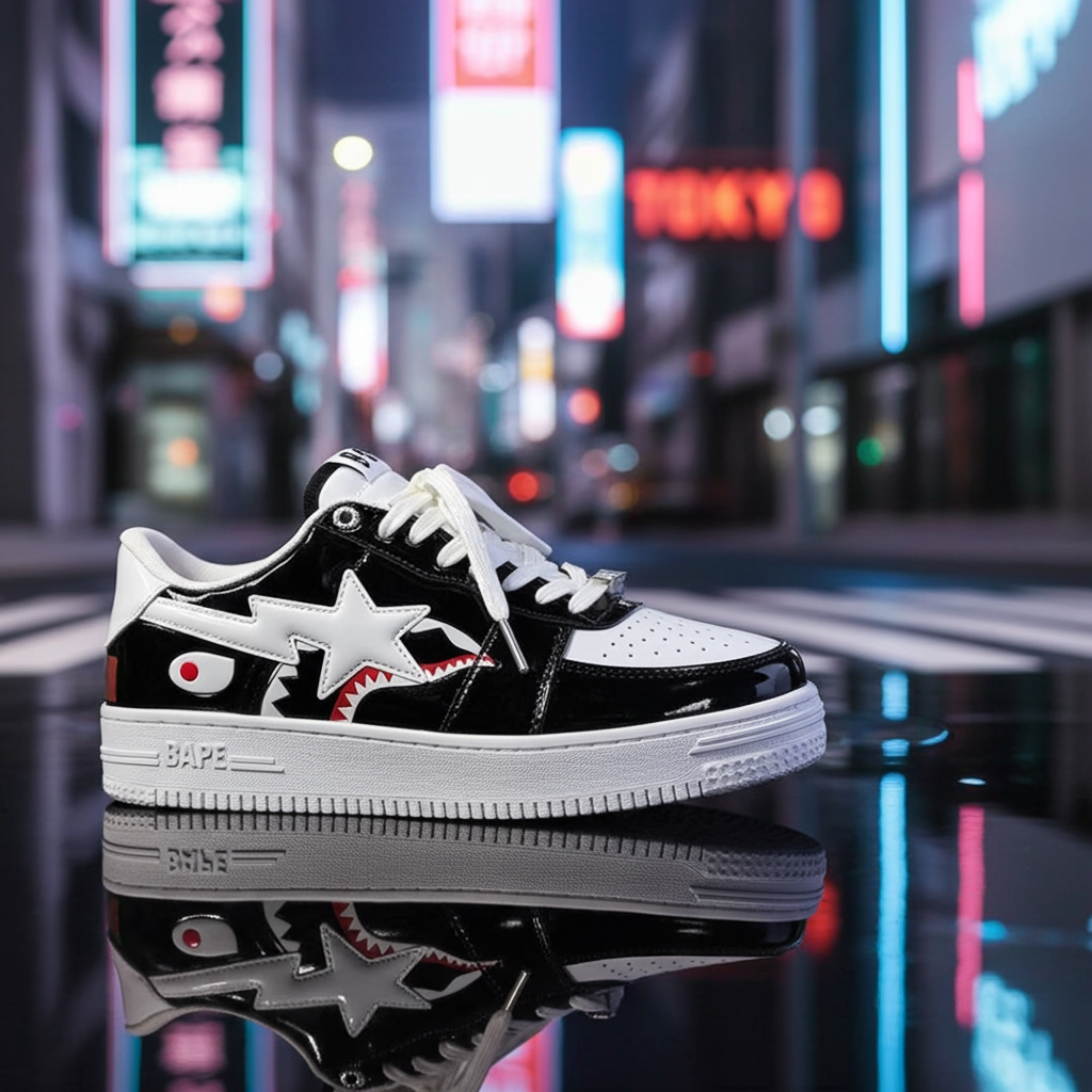BAPE STA™ SHARK Low – Black / White